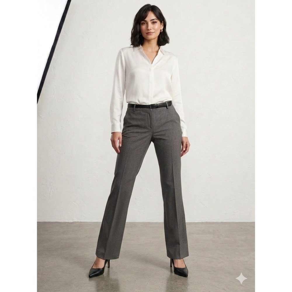 Antonio Melani Gray Pinstripe Straight Leg Dress Pants Trousers Womens 10